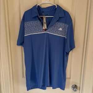 Adidas Men's Polo Shirt in Blue with Patterned Accent